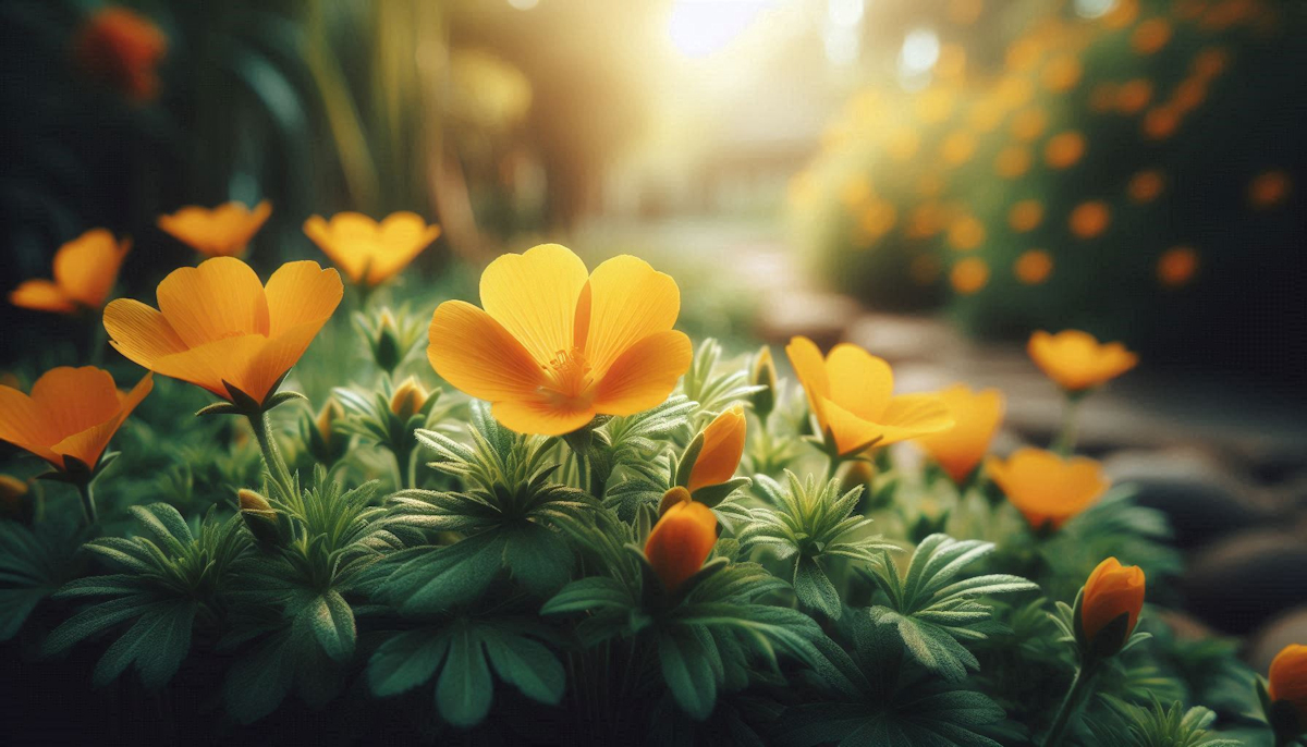 Turnera diffusa damiana plant with yellow flowers and green aromatic leaves — representing the traditional Central American botanical used for female vitality and nervous system support