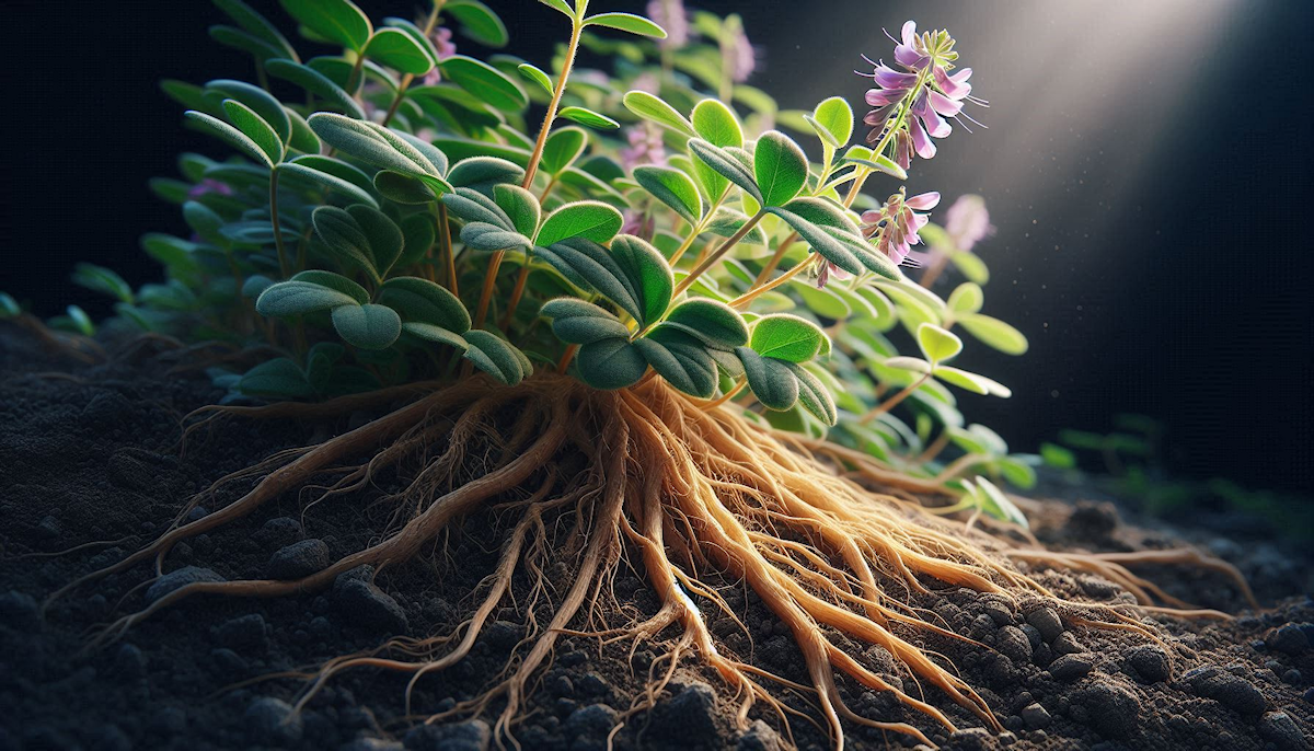 Dried licorice root sticks and fresh Glycyrrhiza glabra plant with yellow flowers on a natural surface — representing the world's most widely used botanical compound and its cortisol-modulating properties